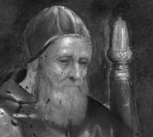 Raffael und Werkstatt (1483–1520), Bildnis des Papstes Julius II., 1511 / 12 (Infrarot-Reflektographie, Ausschnitt)