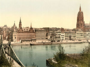 Frankfurt, Untermainkai, Photochrom-Postkarte um 1900.