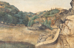 Entstand bei der Überquerung der Alpen: Albrecht Dürer (1471–1528); Brennerstraße im Eisacktal, um 1495; Wasserfarbe- und Deckfarbenmalerei, 20,5 x 29,5 cm; © Patrimonio Nacional