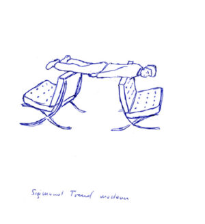 Erwin Wurm (*1954); Handlungsanweisung (Sigmund Freud modern), 2005; Kugelschreiber auf Papier, 29,7 x 21 cm; courtesy: private collection; © Studio Wurm / VG Bild-Kunst, Bonn 2014