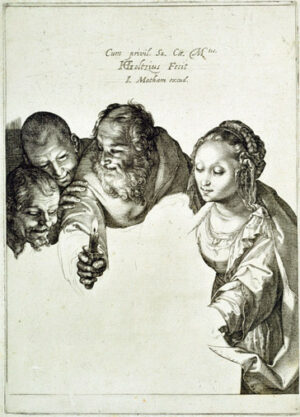 Hendrick Goltzius (1558–1617): Anbetung der Hirten, ca. 1599; Kupferstich und Kaltnadel, erster Druckplattenzustand von sechs; Städel Museum, Frankfurt am Main