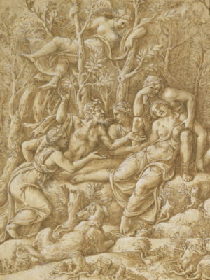 Nicht nur die Armhaltung von Cephalus ist bemerkenswert kompliziert: Detail der Zeichnung.