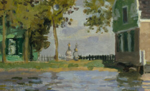 Spaziergänger im Hintergrund. Detail aus: Claude Monet (1840-1926); Häuser am Ufer der Zaan, 1871/72; Öl auf Leinwand, 47,5 x 73,5 cm; Städel Museum, Frankfurt am Main; Foto: Städel Museum - U. Edelmann - ARTOTHEK