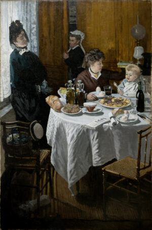 Wurde ebenfalls im Vorfeld genau unter die Lupe genommen: Claude Monet (1840-1926), Das Mittagessen, 1868, Öl auf Leinwand, 231,5 x 151 cm, Städel Museum
Foto: Städel Museum – ARTOTHEK, © Städel Museum, Frankfurt am Main