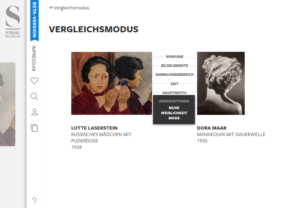 Was verbindet beide Werke? Der Vergleichsmodus der Städel Digitalen Sammlung zeigt die Verknüpfungen der Schlagwörter auf.