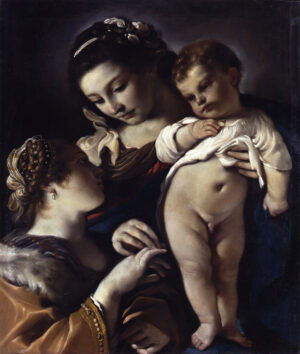 Als Pendant während der Ausstellung „Dialog der Meisterwerke“ ebenfalls im Städel zu sehen: Guercino (1591–1666); Mystische Vermählung der Heiligen Katharina, 1620, Öl auf Leinwand, 88 x 70 cm; Staatliche Museen zu Berlin, Gemäldegalerie, Preußischer Kulturbesitz; Foto: Volker-H. Schneider