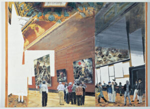 Dierk Schmidt (*1965); Untitled (Louvre) 2001/02; Mittelteil eines Triptychons; Öl auf Leinwand, 54 x 73 cm. Aus dem Zyklus: SIEV-X. Zu einem Fall von verschärfter Flüchtlingspolitik. 19-teilig, 2001/02; Städel Museum, erworben 2008 aus Mitteln des Städelkomitees 21. Jahrhundert, Eigentum des Städelschen Museums-Verein e.V.; © VG Bild-Kunst, Bonn 2015; Foto: Städel Museum – Artothek