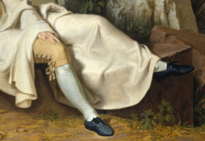 Großer Dichter und Denker, leider mit zwei linken Füßen: Detail aus Tischbeins "Goethe in der römischen Campagna" (1787)