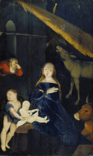 Zustand nach der Restaurierung: Hans Baldung Grien, Geburt Christi, um 1525/30, Öl und Harz auf Lindenholz, 91,5 x 55,1 cm, Städel Museum, Frankfurt am Main