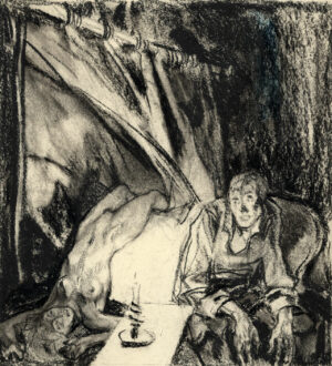 Leo Putz: Ein Mord (Folge IV, 1918–21), Kohle, Sammlung Siegfried Unterberger