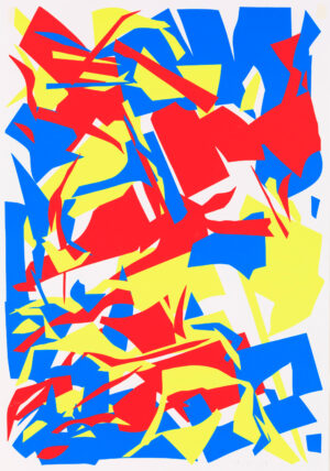 Imi Knoebel: Ohne Titel, 1993, aus der 54-teiligen Serie "Rot Gelb Blau", Siebdruck in drei Farben auf Velin-Karton, Sammlung Deutsche Bank im Städel Museum, Städel Museum, Frankfurt am Main © VG Bild-Kunst, Bonn 2017