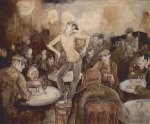 Jeanne Mammen: „Transvestitenlokal“ (um 1931), Aquarell und Bleistift, Privatbesitz, © Förderverein der Jeanne-Mammen-Stiftung e.V., VG Bild-Kunst, Bonn 2017, Foto: © 2016 Reschke, Steffens & Kruse