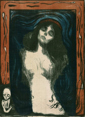 Edvard Munch: Madonna (1895–1902), Kreide- und Pinsellithografie, Munch Museum, Oslo