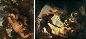 Peter Paul Rubens und Frans Snyders (Adler), Prometheus
1611/12 -1618, Öl auf Leinwand, 242,6 cm x 209,6 cm, Philadelphia Museum of Art, Philadelphia; Rembrandt Harmensz. van Rijn, Die Blendung Simsons, 1636, Öl auf Leinwand, 206,0 x 276,0 cm, Städel Museum, Frankfurt am Main