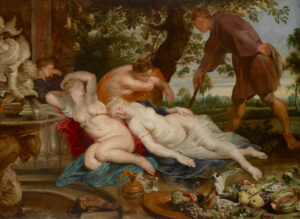 Peter Paul Rubens, Frans Snyders (Stillleben mit Affen), Jan Wildens (Landschaft), Cimon und Efigenia, um 1617, Öl auf Leinwand, 208 x 282 cm, Kunsthistorisches Museum, Gemäldegalerie, Wien