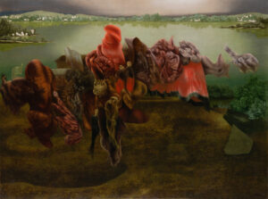 Richard Oelze, Archaisches Fragment, 1935, Öl auf Leinwand, 98 x 130 cm, gemeinsames Eigentum des Städelschen Museums-Verein e.V. und des Städel Museums, Frankfurt am Main; erworben mit Unterstützung der Kulturstiftung der Länder sowie einem Zuschuss der Kurt und Marga Möllgaard-Stiftung, © Estate of Richard Oelze