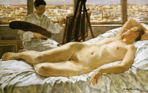 Lotte Laserstein, In meinem Atelier, 1928, Öl auf Holz, 46 × 73 cm, Privatbesitz © VG Bild-Kunst, Bonn 2018, Foto: Lotte-Laserstein Archiv Krausse, Berlin