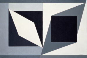 Victor Vasarely, Hommage à Malevich, Hommage an Malewitsch, 1952–1958, Acryl auf Leinwand, 130 × 195 cm, Privatsammlung, Belgien © 2018 VG Bild-Kunst, Bonn