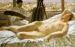 Lotte Laserstein, In meinem Atelier, 1928, Öl auf Holz, 46 × 73 cm, Privatbesitz, Foto: Lotte-Laserstein-Archiv / Krausse, Berlin, © VG Bild-Kunst, Bonn 2019