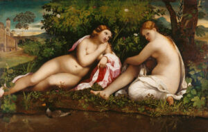 Jacopo Palma il Vecchio, Zwei ruhende Nymphen, um 1510–15, Öl auf Pappelholz, 98,3 x 152,4 cm, Städel Museum Frankfurt am Main, © Städel Museum – ARTOTHEK