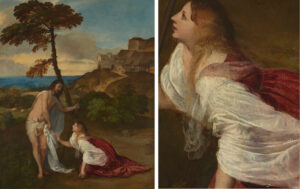 Tizian, Noli me tangere (Christus erscheint Maria Magdalena), um 1514, Öl auf Leinwand, 110,5 x 91,9 cm, The National Gallery, London, © The National Gallery, London. Vermacht von Samuel Rogers, 1856