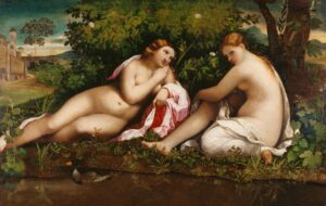 Jacopo Palma Vecchio Zwei ruhende Nymphen, um 1510–15, Öl auf Pappelholz, Städel Museum Frankfurt am Main