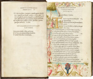 Vergil, Bucolica, Venedig: Aldo Manuzio, 1501, Druck auf Pergament; kolorierte Federzeichnung, anonymer Buchmaler, The University of Manchester, The John Rylands Library