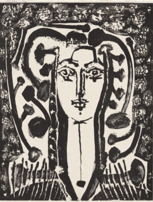 Pablo Picasso, Buste Modern Style (Jugendstil-Büste), 1949,  Pinsellithografie mit Gouache (Umdruck) auf Arches-Velinpapier, 655 x 498 mm (Blatt), 642 x 496 mm (Darstellung), Städel Museum, Frankfurt am Main, Graphische Sammlung, Foto: Städel Museum, ©VG Bild-Kunst, Bonn 2019