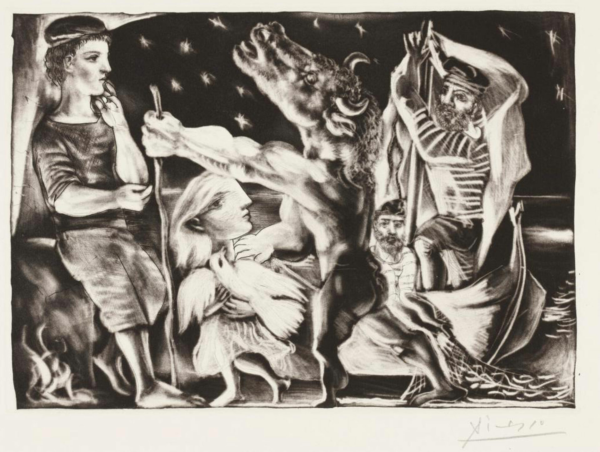 Pablo Picasso_Der blinde Minotaurus von einem Mädchen durch die Nacht geführt_ 1934