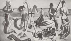 Max Beckmann, Der Strand (Am Lido), Öl auf Leinwand, Verbleib unbekannt. Abgebildet in der Zeitschrift Der Querschnitt 7 (1927)