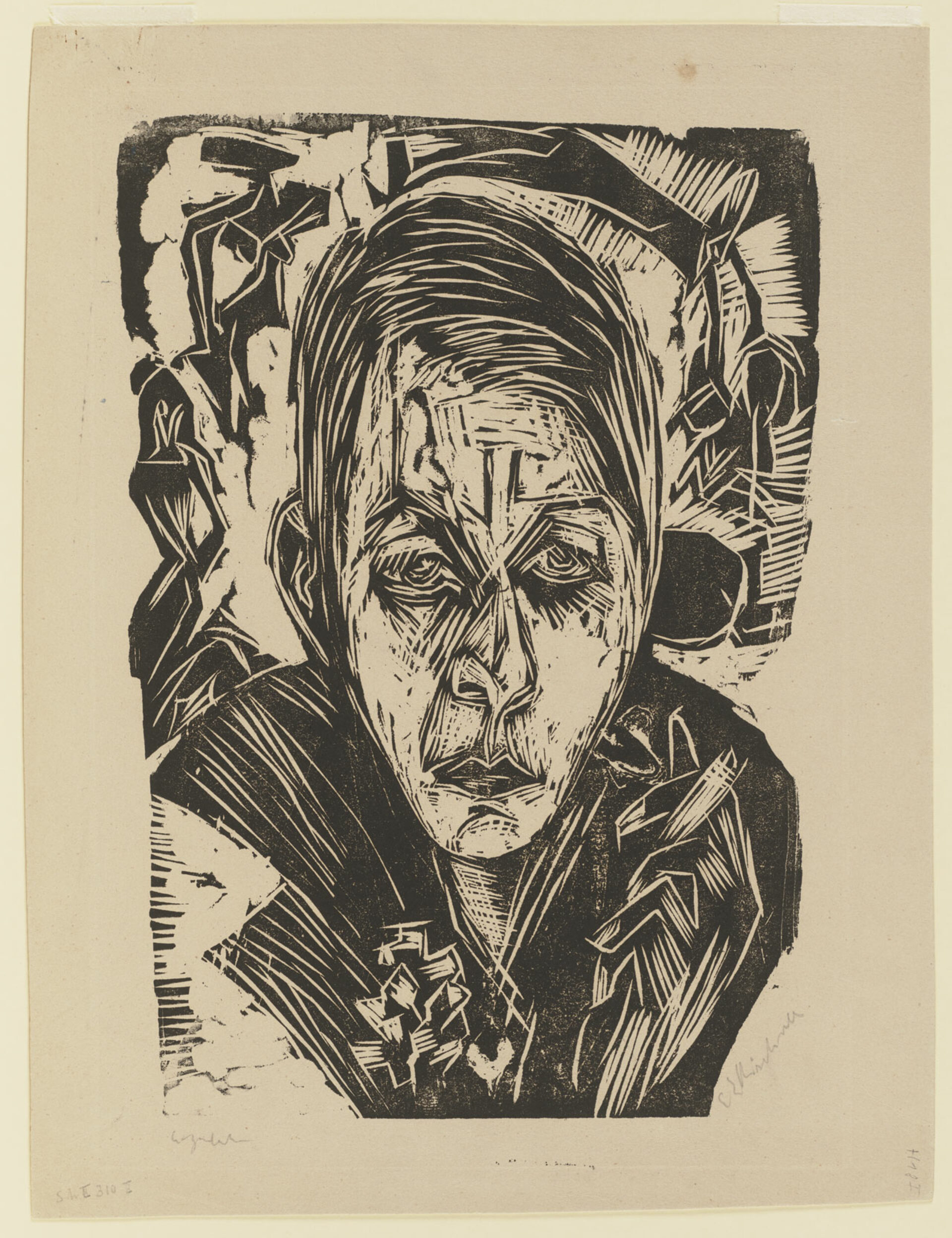 Ernst Ludwig Kirchner_Junges Mädchen mit Zigarette (Nele van de Velde)_1918_ Holzschnitt_ Städel Museum