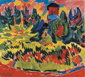 Karl Schmidt-Rottluff, Roter Turm im Park, 1910,
Öl auf Leinwand, Städel Museum, Frankfurt am Main,
Dauerleihgabe aus Privatbesitz © VG Bild-Kunst, Bonn 2019