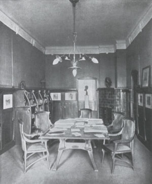 Das Lesezimmer des Kunstsalon Paul Cassirer in Berlin, gestaltet von Henry van de Velde, 1898