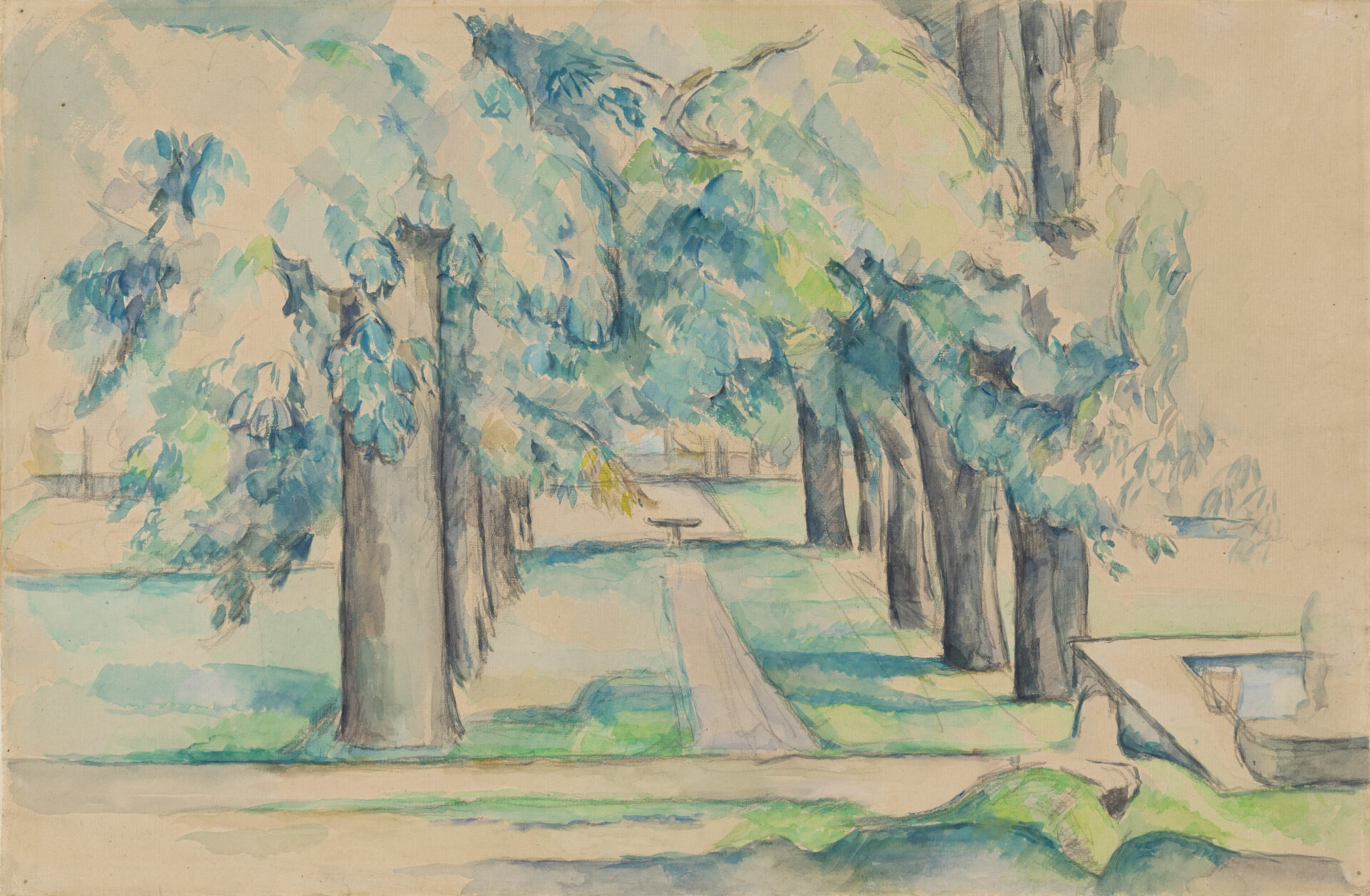 paul-cezanne-Le-bassin-et-l'allée-des-marronniers-au-Jas-de-Bouffan,-ca.-1878-–-1890-städel-museum