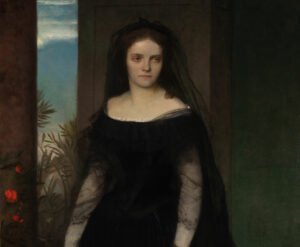 Arnold Böcklin, Bildnis der Schauspielerin Fanny Janauschek (Detail), 1861, Öl auf Leinwand, 180 × 104,3 cm, 
Städel Museum, Frankfurt am Main, Eigentum des Städelschen Museums-Vereins e. V.