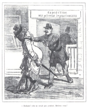 Cham, „ – Madame! Cela ne serait pas prudent. Retirez-vous!“, in: Le Charivari, 16. April 1877