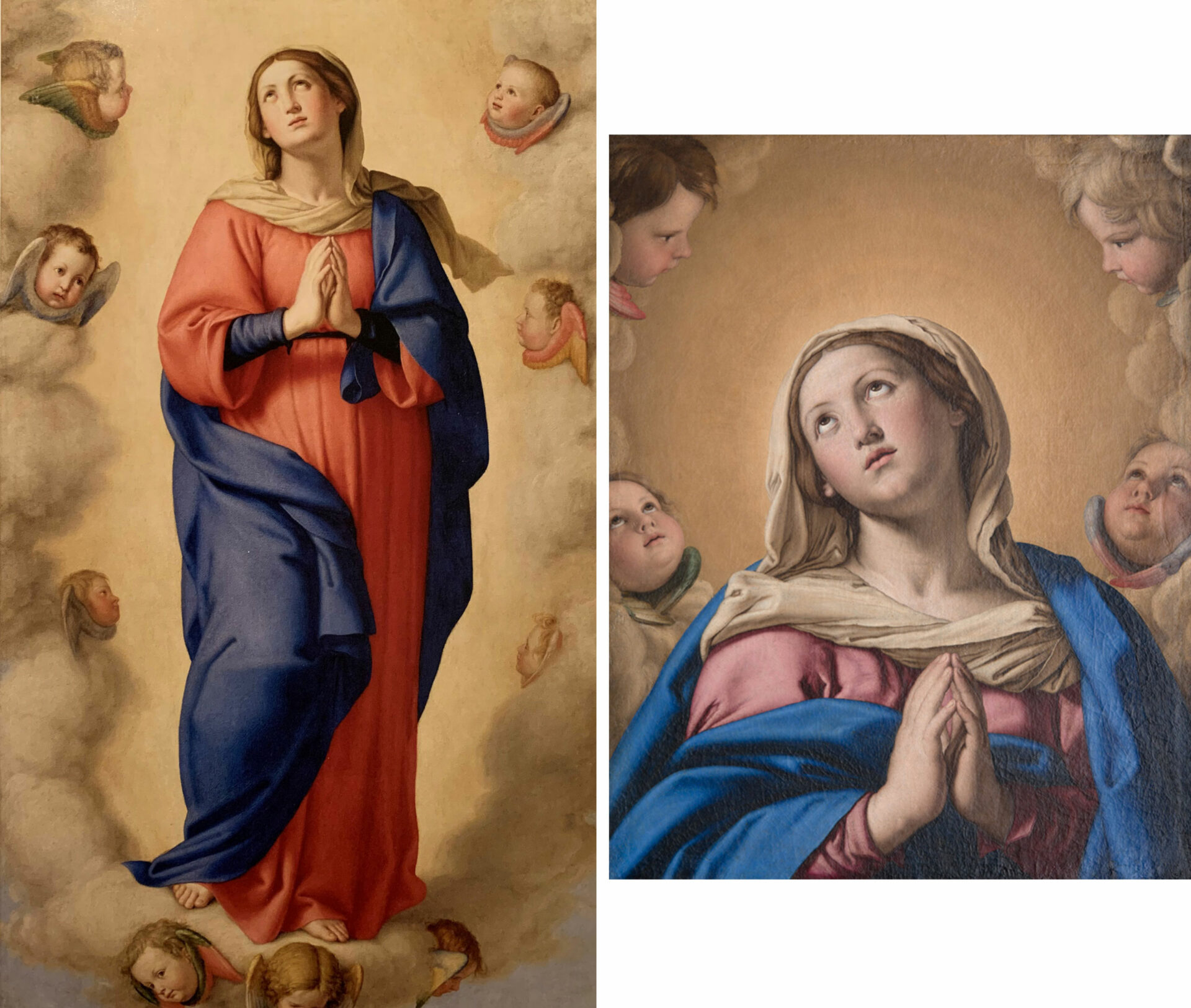 Sassoferrato, Immaculata Conceptio, um 1630-40, Paris, Louvre; Sassoferrato, Maria Immaculata, um 1640-60, Boston College, McMullen Museum of Art