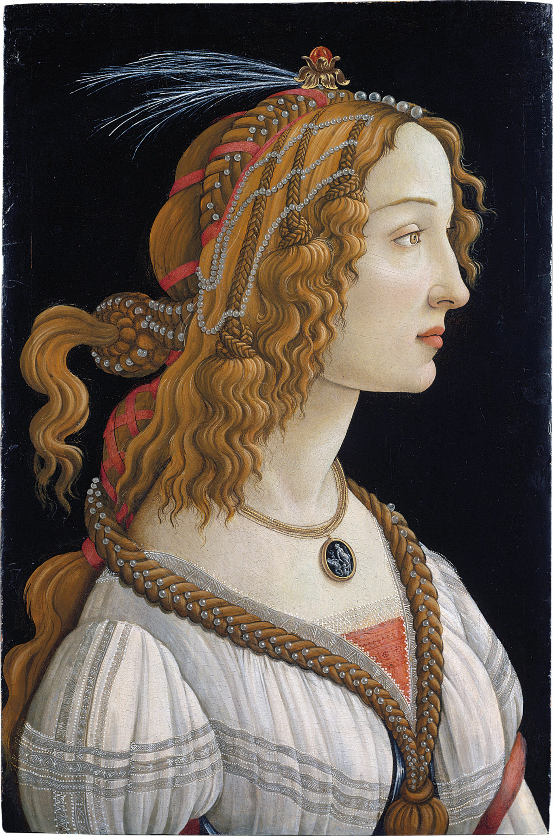 Sandro Botticelli, Webiliches Idealbildnis Simonetta Vespucci als Nymphe, ca. 1480, Staedel Museum