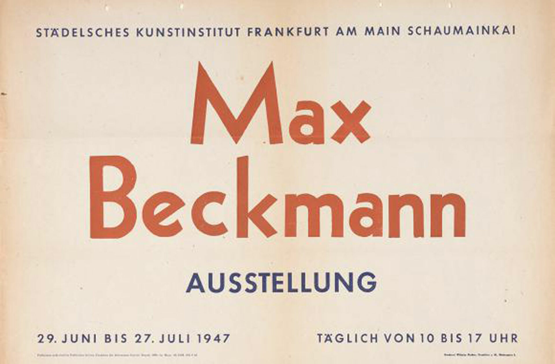 Ausstellungsplakat „Max Beckmann,“ 1947, Städel Museum, Frankfurt am Main