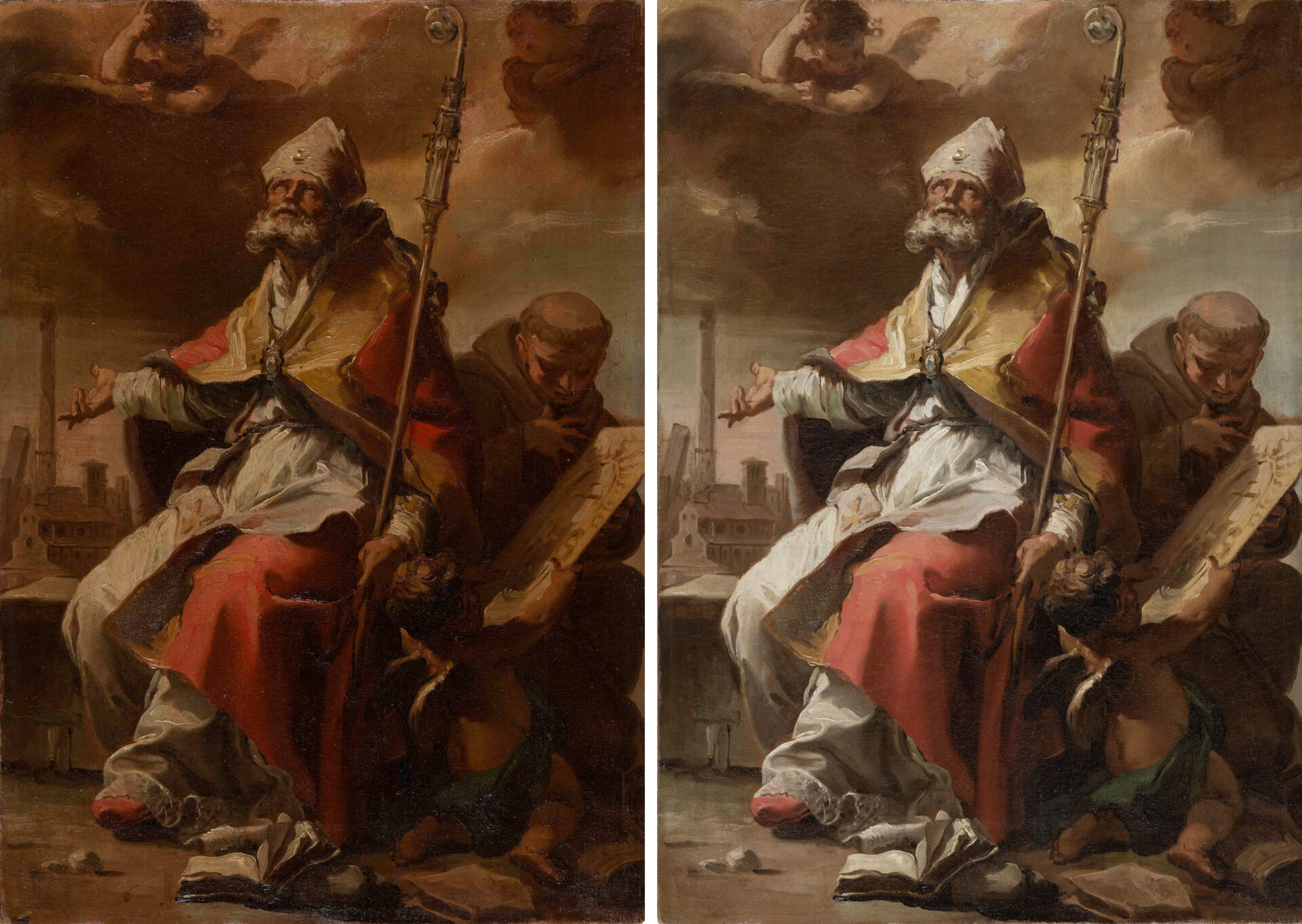 Gaetano Gandolfi vor und nach der Restaurierung, Städel Museum, Frankfurt am Main
