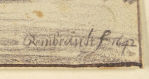 Abb. 2 Rembrandt (?), Fantasielandschaft, Signatur „Rembrandt f. (=fecit, lat. hat es gemacht) 1642“