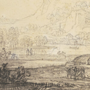 Rembrandt (?), Fantasielandschaft, Detail, mit Weiß übergangen