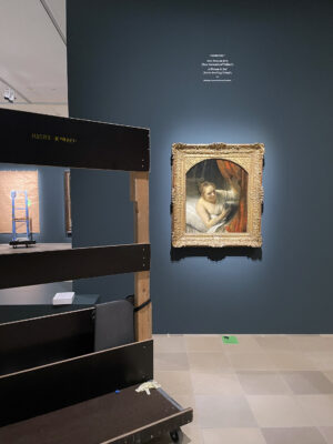 Rembrandt's Sara seems to ask, "Is it starting yet?"