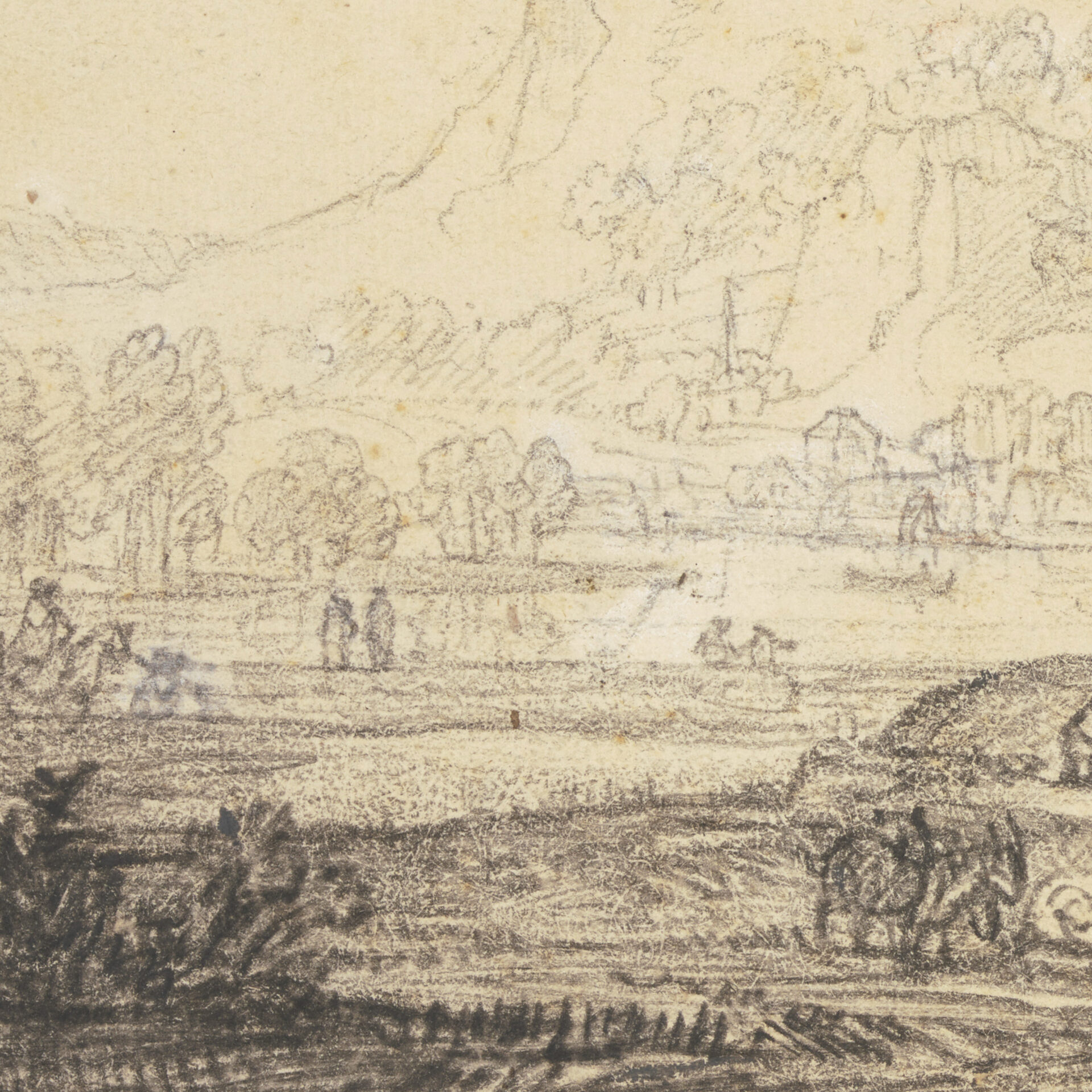 Abb. 5 Rembrandt (), Fantasielandschaft, Detail, mit Weiß übergangen