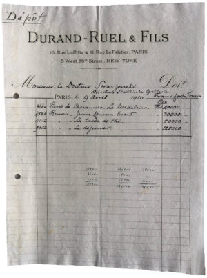 Ansichtssendung Paul Durand-Ruel an Georg Swarzenski, 19. April 1910, Sig. 1889, Städel-Archiv