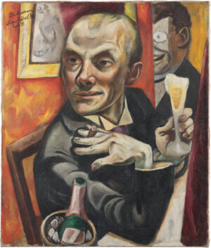 Max Beckmann, Selbstbildnis mit Sektglas, 1919, 
Städel Museum, Frankfurt am Main, 
gemeinsames Eigentum mit dem Städelschen Museums-Verein e.V.,
 der Ernst von Siemens Kunststiftung 
und der Bundesrepublik Deutschland