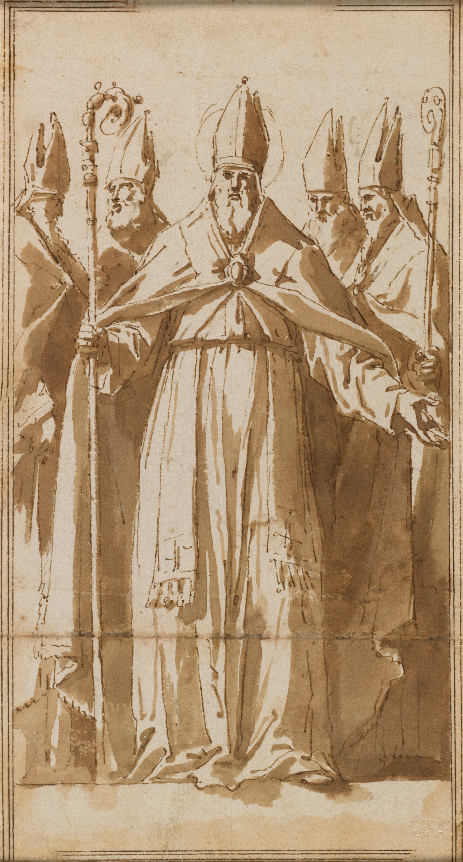 Guido Reni, Kompositionsstudie für fünf griechische Bischöfe, (Rom, Santa Maria Maggiore, Cappella Paolina), 1610–12, Windsor, Windsor Castle, Royal Collection_2
