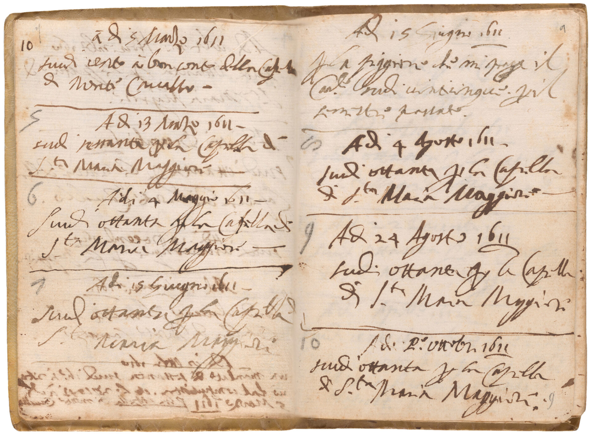 Guido Reni, Rechnungsbuch, 25. Oktober 1609 – 15. Mai 1612, New York, The Morgan Library & Museum, Foto The Morgan Library & Museum, New York