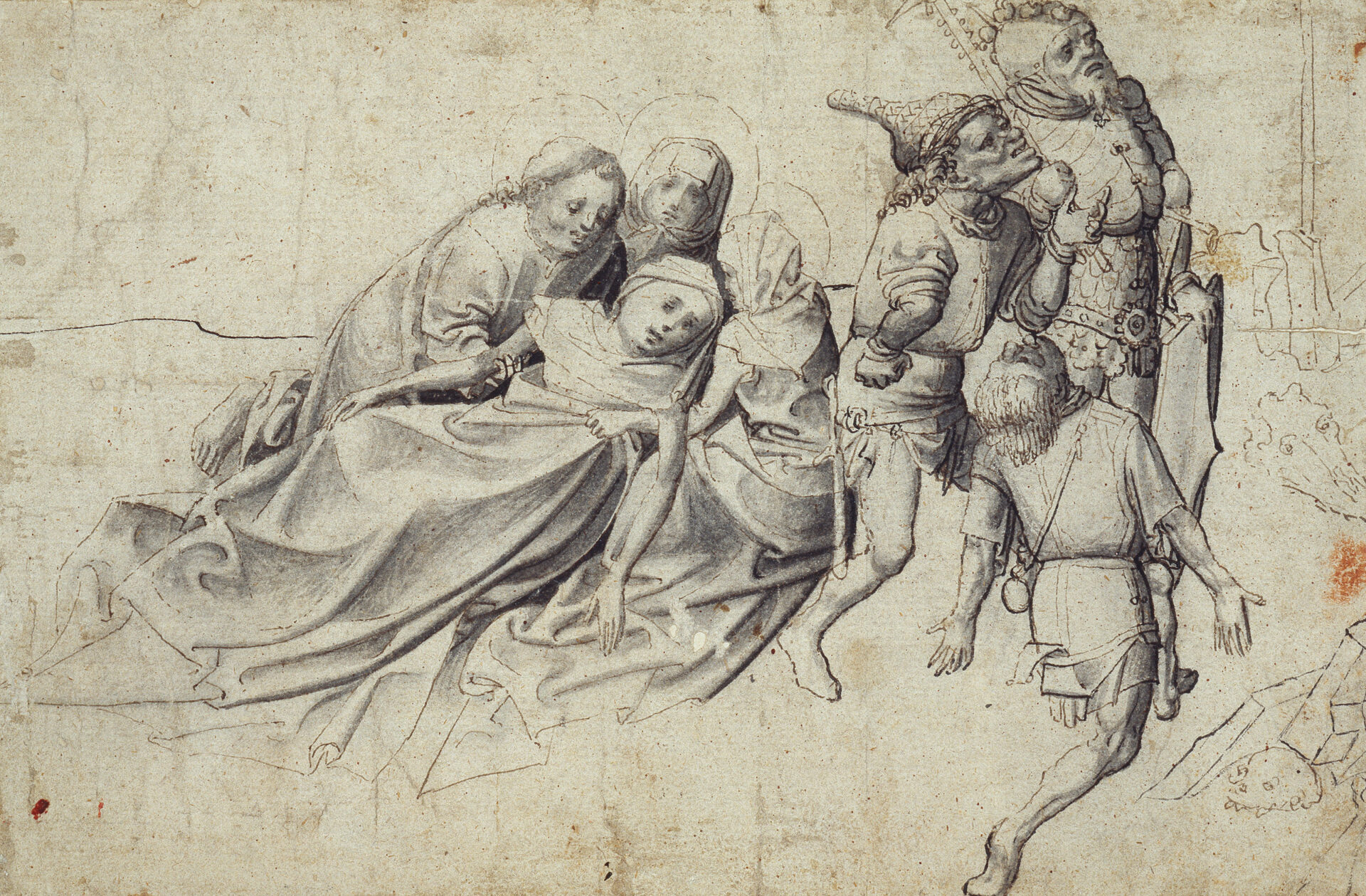 Meister der Worcester-Kreuztragung, Trauernde und Soldaten unter dem Kreuz, ca 1425-1430, Städel Museum, Public Domain