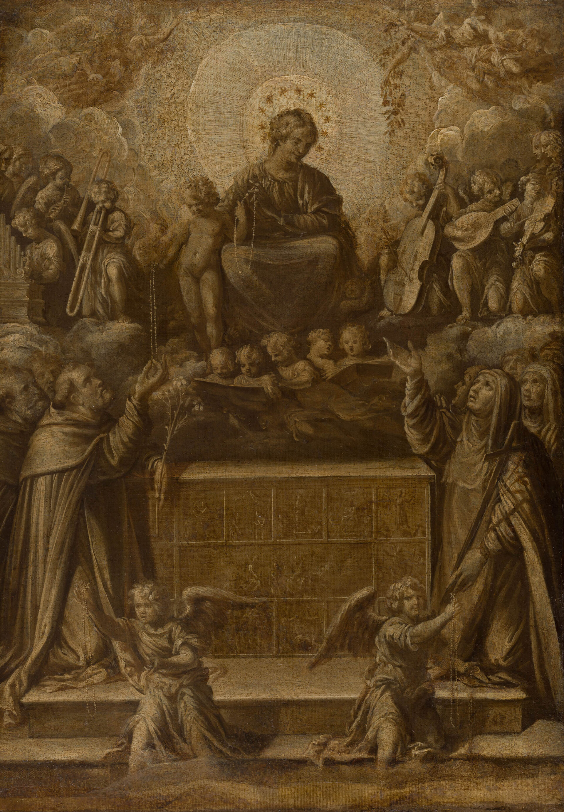 Guido Reni, Rosenkranzmadonna, um 1597–98, Sammlung B. Klendauer, Frankreich